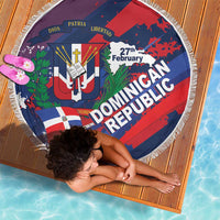 Dominican Republic Independence Day Beach Blanket 27th February Coat Of Arms Grunge Texture
