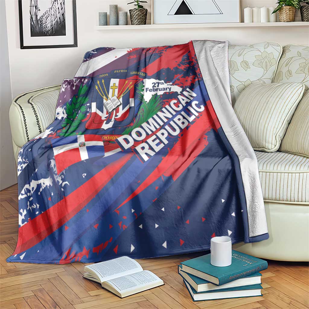 Dominican Republic Independence Day Blanket 27th February Coat Of Arms Grunge Texture