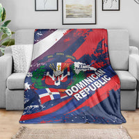 Dominican Republic Independence Day Blanket 27th February Coat Of Arms Grunge Texture