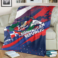 Dominican Republic Independence Day Blanket 27th February Coat Of Arms Grunge Texture