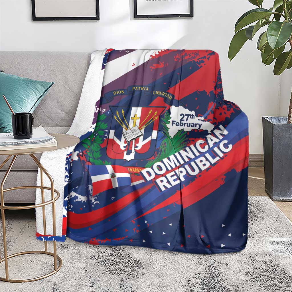Dominican Republic Independence Day Blanket 27th February Coat Of Arms Grunge Texture
