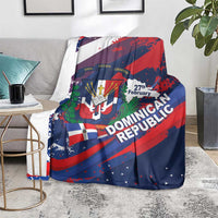 Dominican Republic Independence Day Blanket 27th February Coat Of Arms Grunge Texture