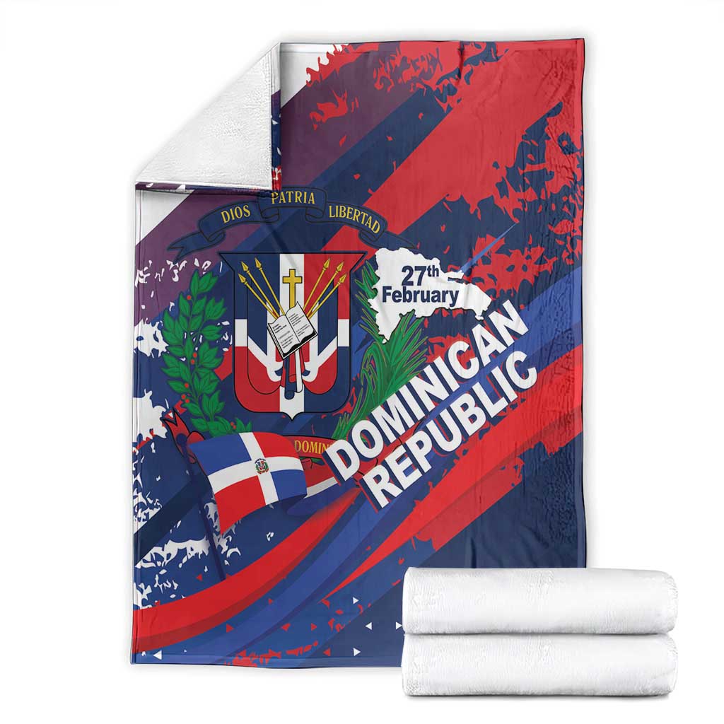 Dominican Republic Independence Day Blanket 27th February Coat Of Arms Grunge Texture