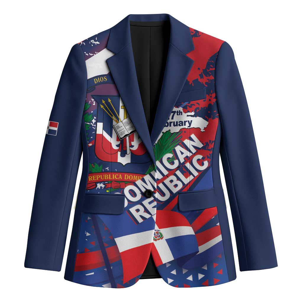 Dominican Republic Independence Day Blazer 27th February Coat Of Arms Grunge Texture