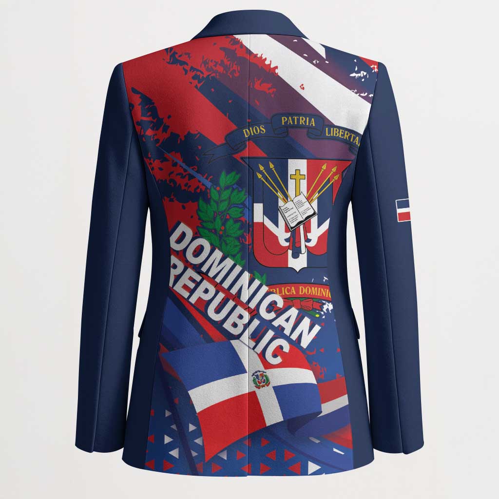 Dominican Republic Independence Day Blazer 27th February Coat Of Arms Grunge Texture