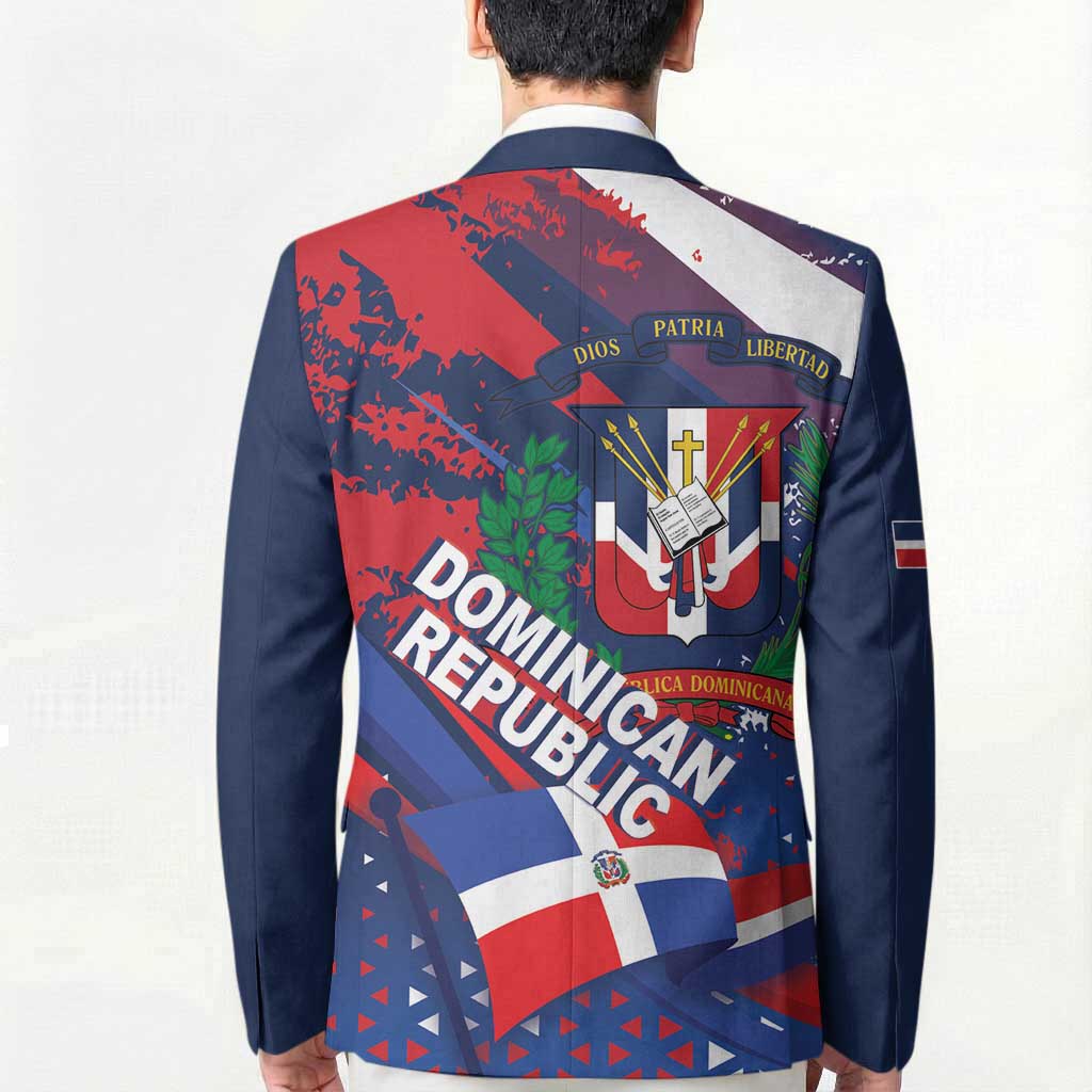 Dominican Republic Independence Day Blazer 27th February Coat Of Arms Grunge Texture