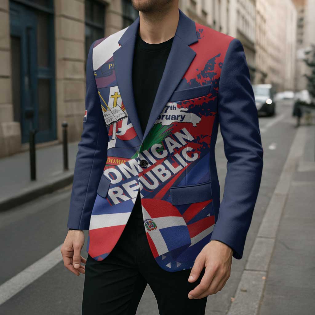Dominican Republic Independence Day Blazer 27th February Coat Of Arms Grunge Texture