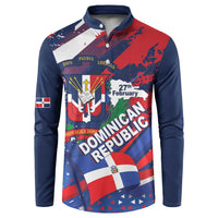 Dominican Republic Independence Day Button Sweatshirt 27th February Coat Of Arms Grunge Texture