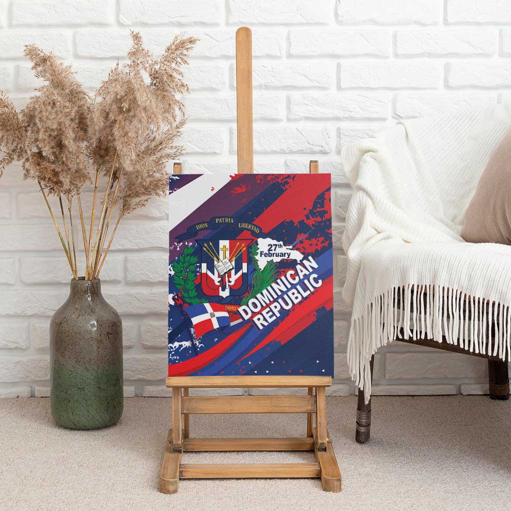 Dominican Republic Independence Day Canvas Wall Art 27th February Coat Of Arms Grunge Texture