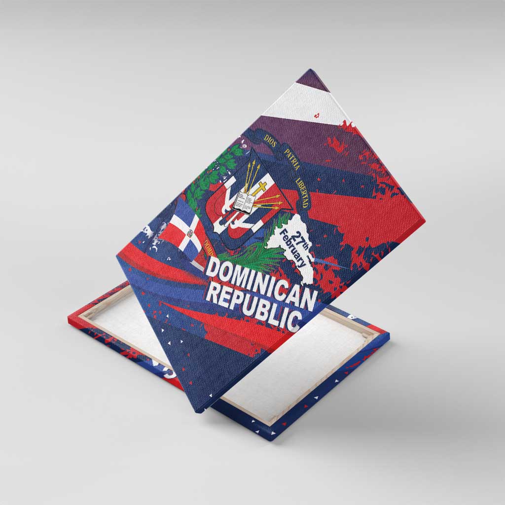 Dominican Republic Independence Day Canvas Wall Art 27th February Coat Of Arms Grunge Texture