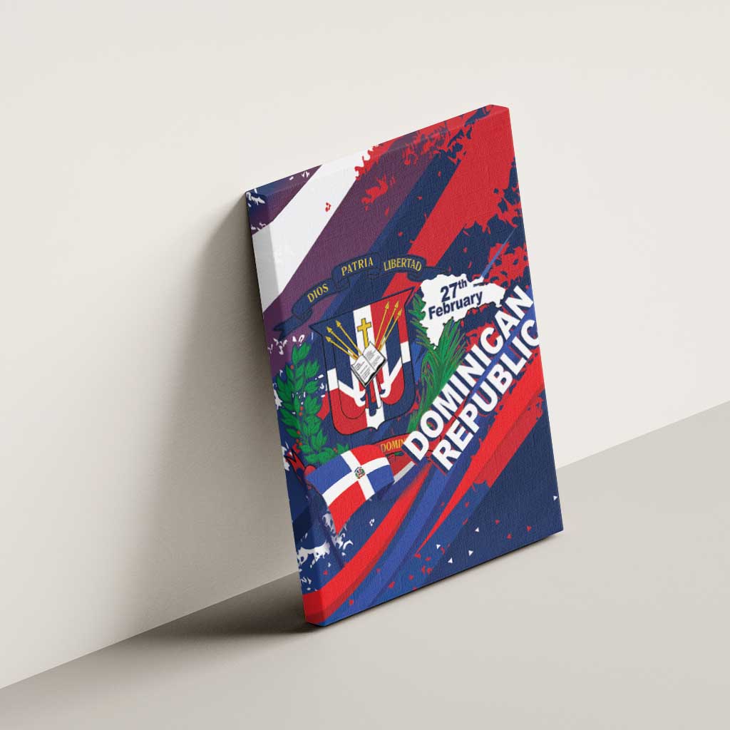 Dominican Republic Independence Day Canvas Wall Art 27th February Coat Of Arms Grunge Texture