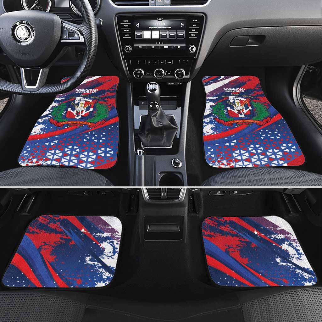 Dominican Republic Independence Day Car Mats 27th February Coat Of Arms Grunge Texture