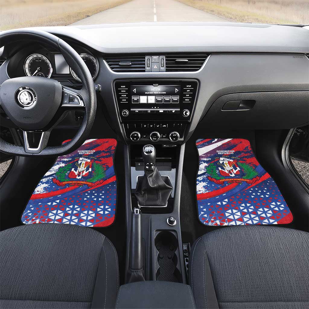 Dominican Republic Independence Day Car Mats 27th February Coat Of Arms Grunge Texture
