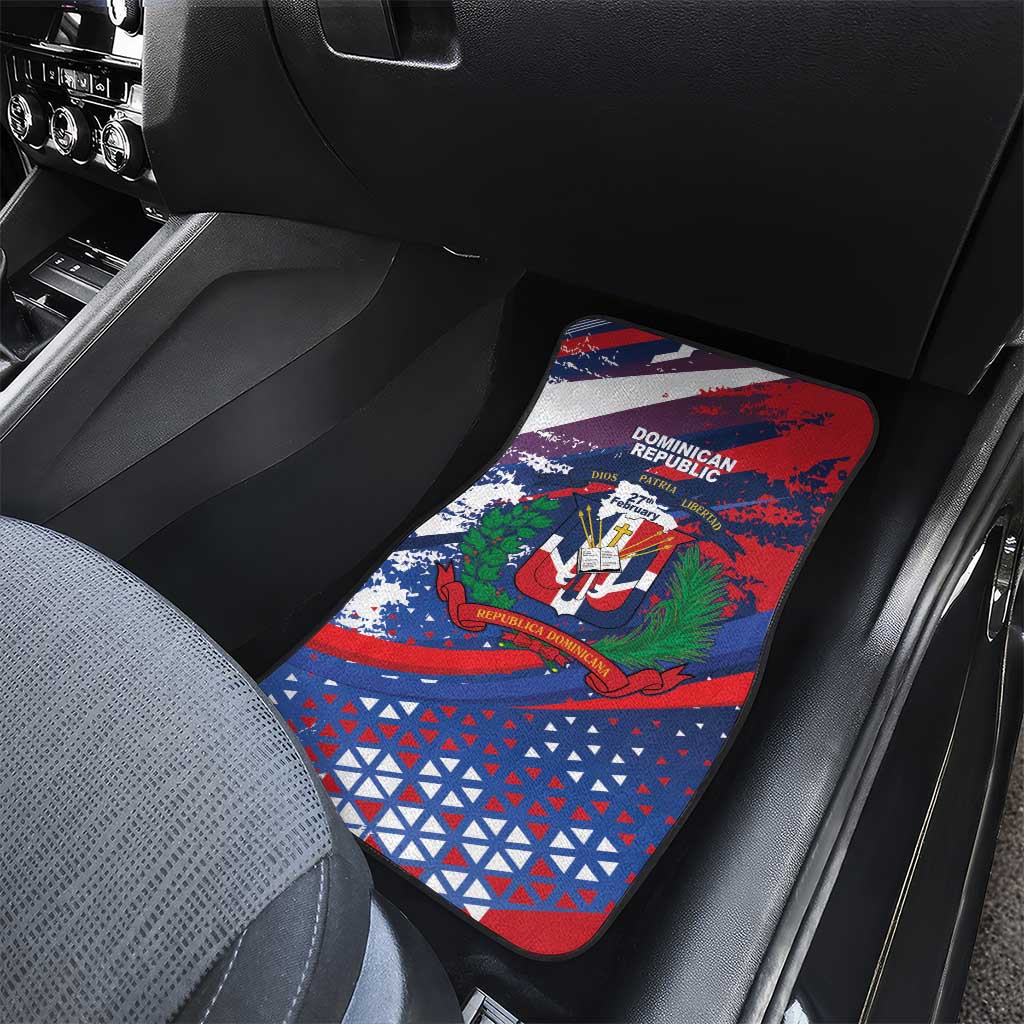 Dominican Republic Independence Day Car Mats 27th February Coat Of Arms Grunge Texture