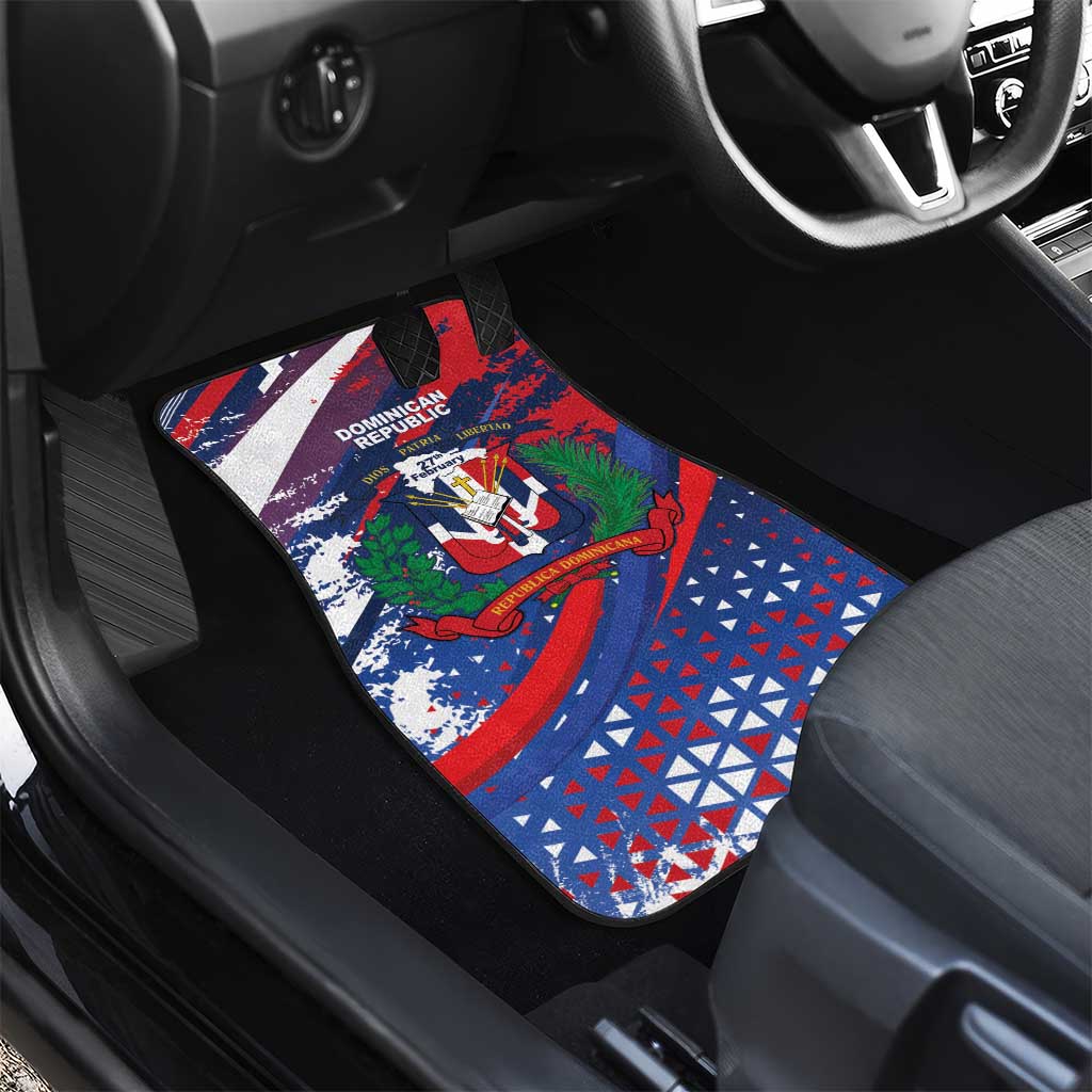 Dominican Republic Independence Day Car Mats 27th February Coat Of Arms Grunge Texture