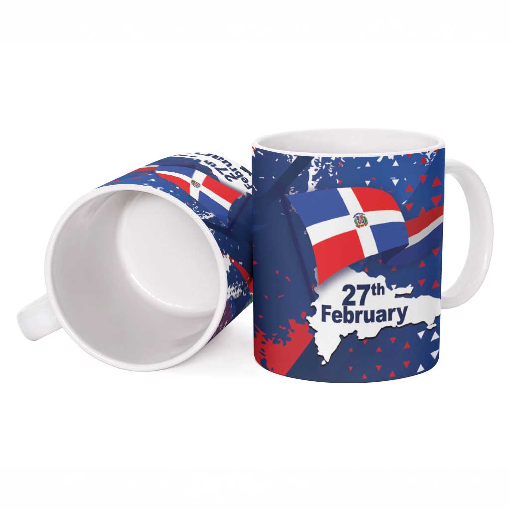 Dominican Republic Independence Day Ceramic Mug 27th February Coat Of Arms Grunge Texture