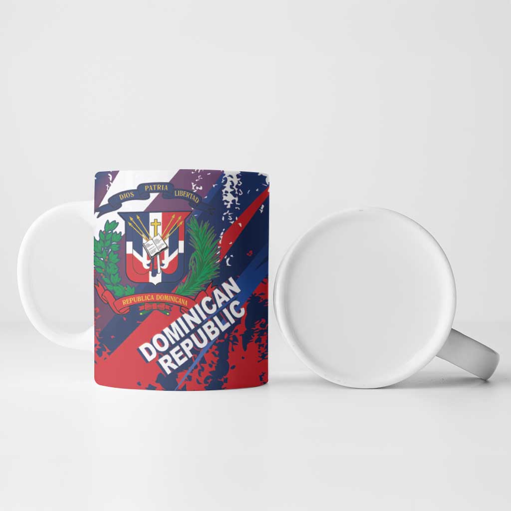 Dominican Republic Independence Day Ceramic Mug 27th February Coat Of Arms Grunge Texture