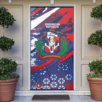 Dominican Republic Independence Day Door Cover 27th February Coat Of Arms Grunge Texture