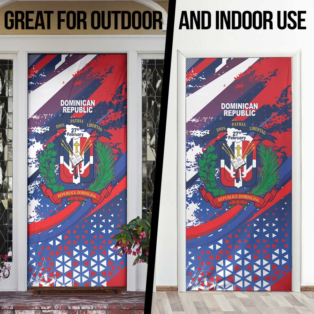 Dominican Republic Independence Day Door Cover 27th February Coat Of Arms Grunge Texture