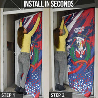 Dominican Republic Independence Day Door Cover 27th February Coat Of Arms Grunge Texture