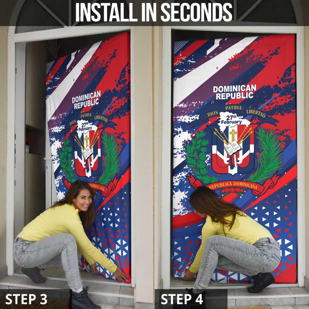 Dominican Republic Independence Day Door Cover 27th February Coat Of Arms Grunge Texture