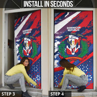 Dominican Republic Independence Day Door Cover 27th February Coat Of Arms Grunge Texture