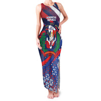 Dominican Republic Independence Day Family Matching Tank Maxi Dress and Hawaiian Shirt 27th February Coat Of Arms Grunge Texture