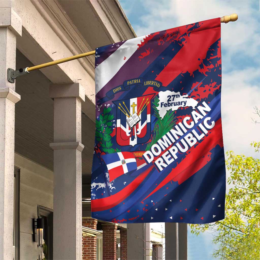 Dominican Republic Independence Day Garden Flag 27th February Coat Of Arms Grunge Texture