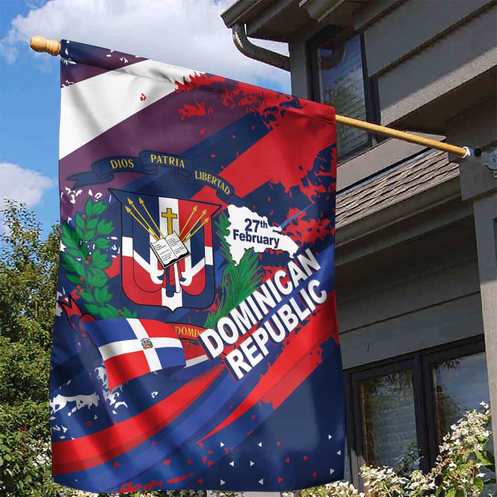 Dominican Republic Independence Day Garden Flag 27th February Coat Of Arms Grunge Texture