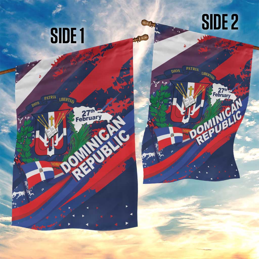 Dominican Republic Independence Day Garden Flag 27th February Coat Of Arms Grunge Texture