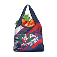 Dominican Republic Independence Day Grocery Bag 27th February Coat Of Arms Grunge Texture