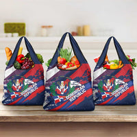 Dominican Republic Independence Day Grocery Bag 27th February Coat Of Arms Grunge Texture