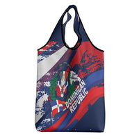 Dominican Republic Independence Day Grocery Bag 27th February Coat Of Arms Grunge Texture