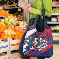Dominican Republic Independence Day Grocery Bag 27th February Coat Of Arms Grunge Texture