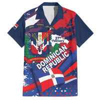 Dominican Republic Independence Day Hawaiian Shirt 27th February Coat Of Arms Grunge Texture