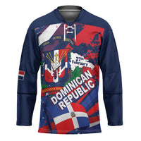 Dominican Republic Independence Day Hockey Jersey 27th February Coat Of Arms Grunge Texture