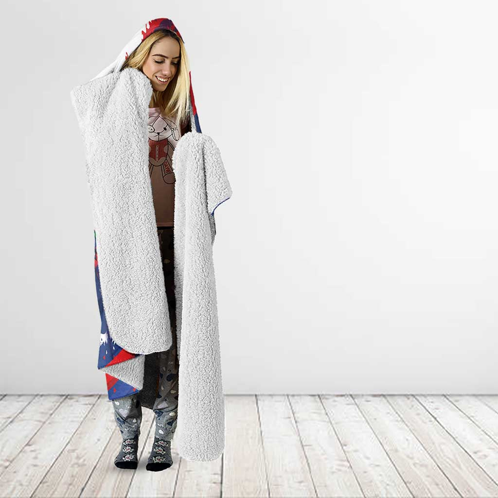 Dominican Republic Independence Day Hooded Blanket 27th February Coat Of Arms Grunge Texture