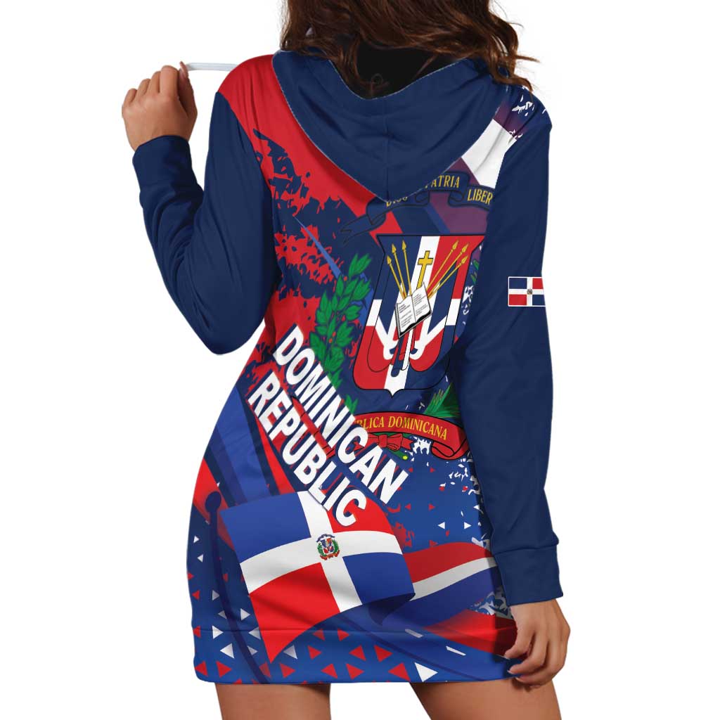 Dominican Republic Independence Day Hoodie Dress 27th February Coat Of Arms Grunge Texture