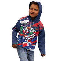 Dominican Republic Independence Day Kid Hoodie 27th February Coat Of Arms Grunge Texture