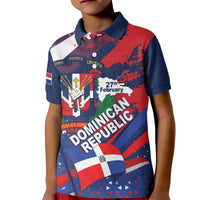 Dominican Republic Independence Day Kid Polo Shirt 27th February Coat Of Arms Grunge Texture