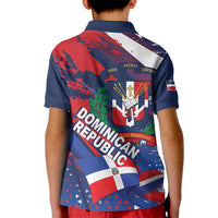 Dominican Republic Independence Day Kid Polo Shirt 27th February Coat Of Arms Grunge Texture