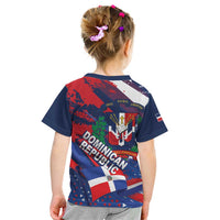 Dominican Republic Independence Day Kid T Shirt 27th February Coat Of Arms Grunge Texture