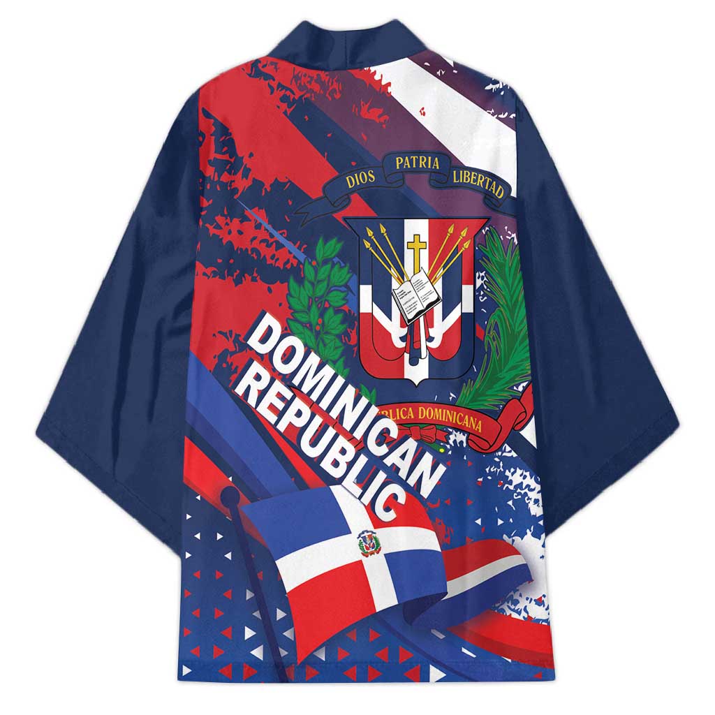 Dominican Republic Independence Day Kimono 27th February Coat Of Arms Grunge Texture