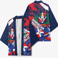 Dominican Republic Independence Day Kimono 27th February Coat Of Arms Grunge Texture
