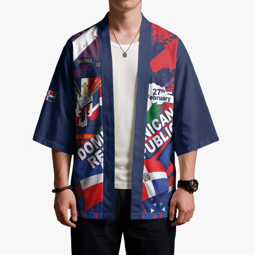Dominican Republic Independence Day Kimono 27th February Coat Of Arms Grunge Texture