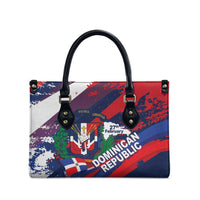 Dominican Republic Independence Day Leather Bag 27th February Coat Of Arms Grunge Texture