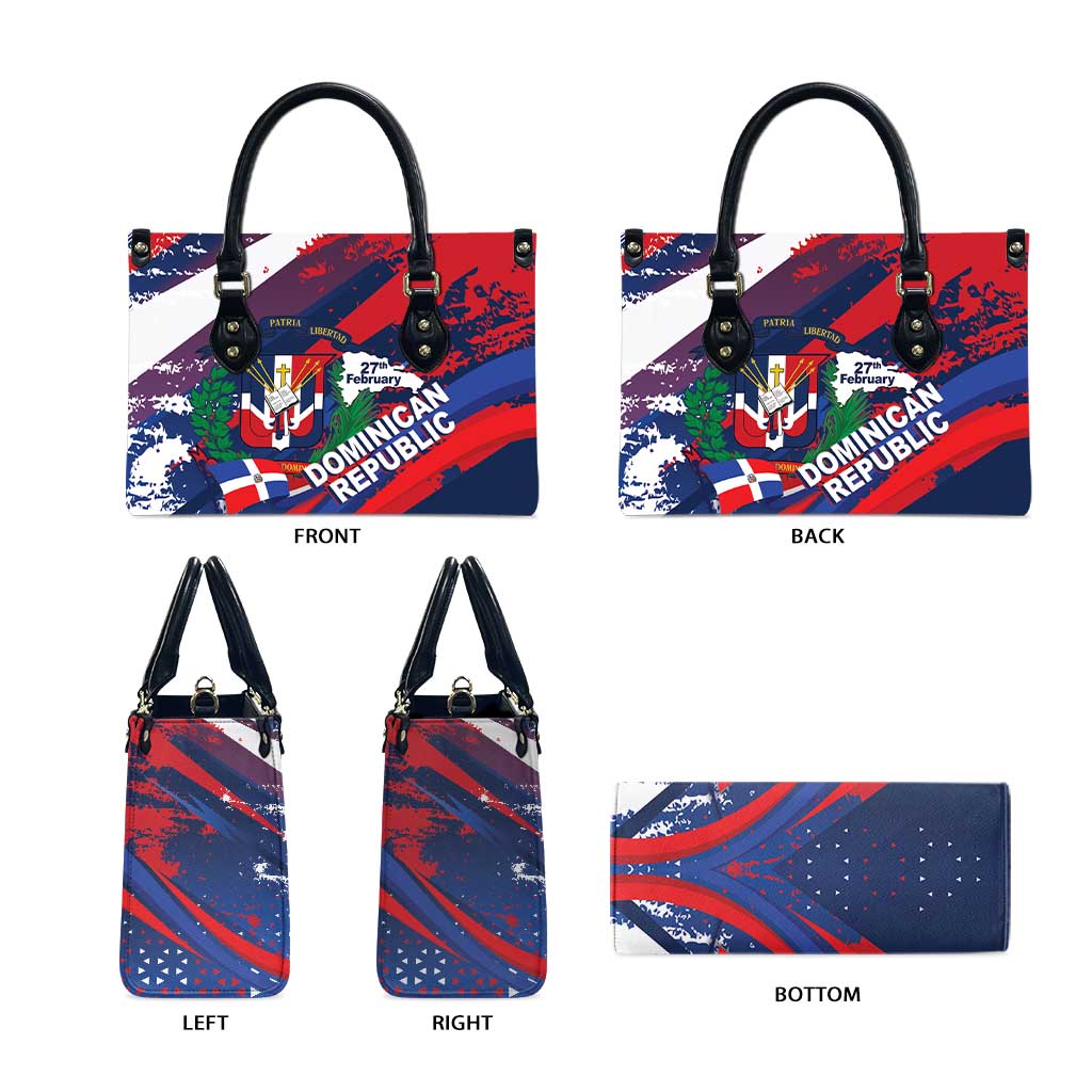 Dominican Republic Independence Day Leather Bag 27th February Coat Of Arms Grunge Texture