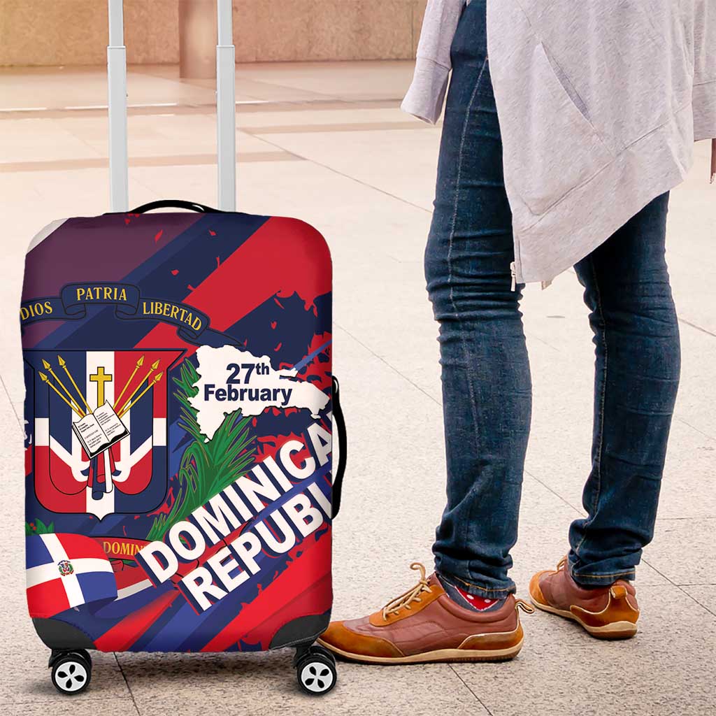 Dominican Republic Independence Day Luggage Cover 27th February Coat Of Arms Grunge Texture