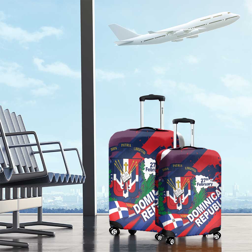 Dominican Republic Independence Day Luggage Cover 27th February Coat Of Arms Grunge Texture
