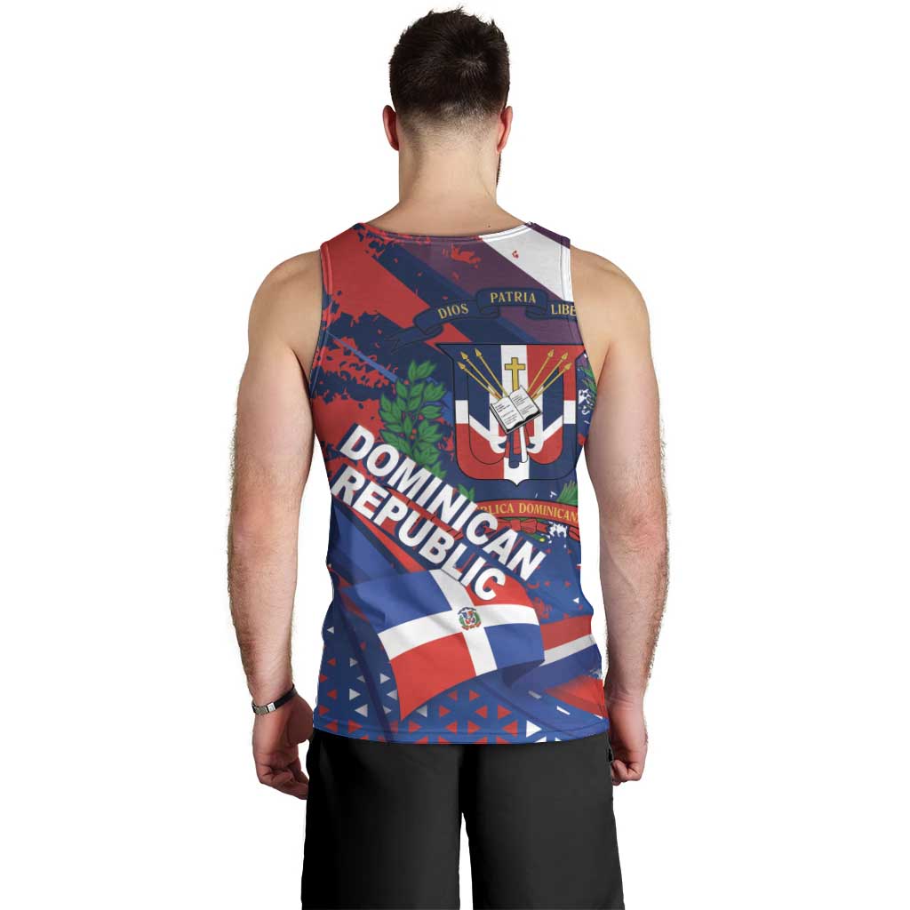 Dominican Republic Independence Day Men Tank Top 27th February Coat Of Arms Grunge Texture